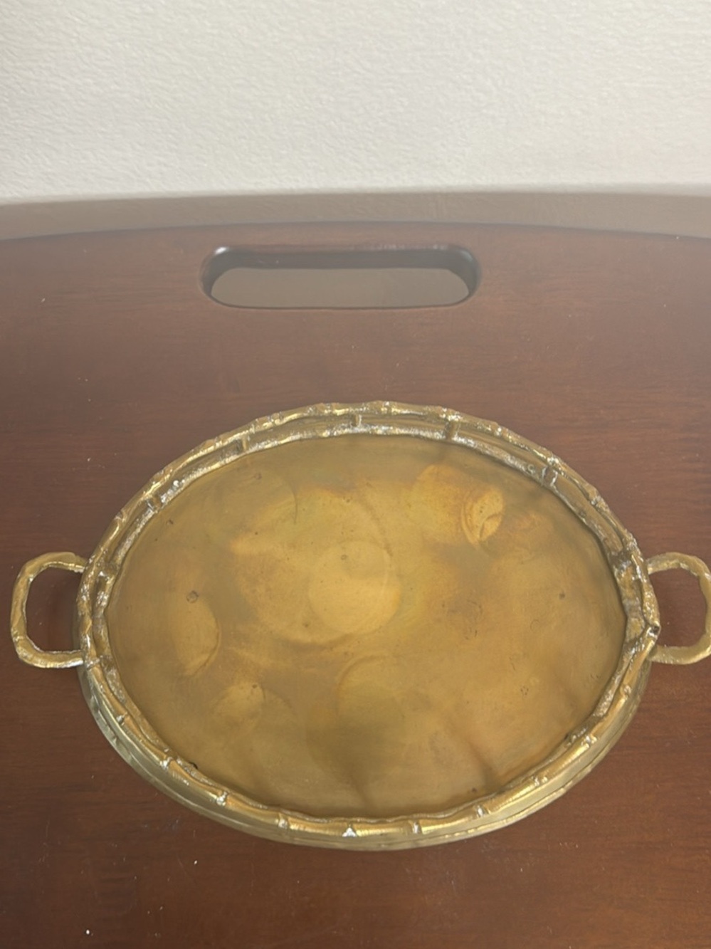 Gold Accent Oval Vanity Tray with Handles